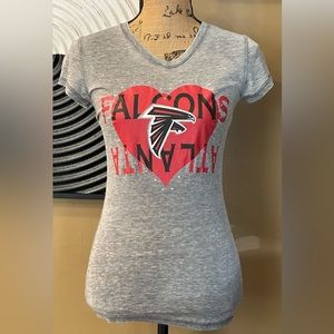 NFL Teen Apparel ATLANTA FALCONS Short Sleeve Top with Rhinestone Studs~EUC!